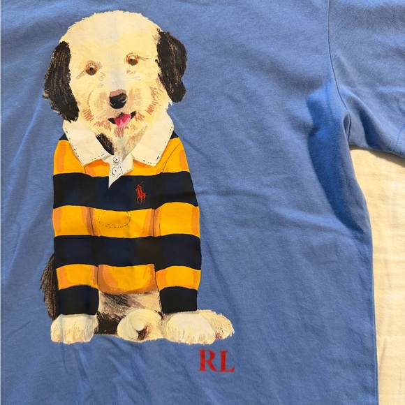 Polo Ralph Lauren Boys 8 Blue Rugby Dog Graphic Print Crew-Neck T-Shirt Preppy - Picture 2 of 6
